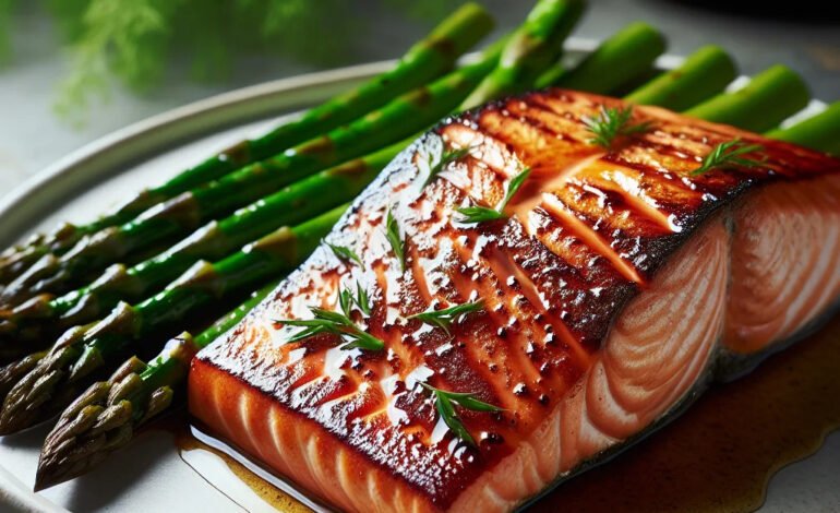 Grilled Salmon and Asparagus – Omega-3-packed salmon served with fiber-rich asparagus provides a hearty, yet light meal