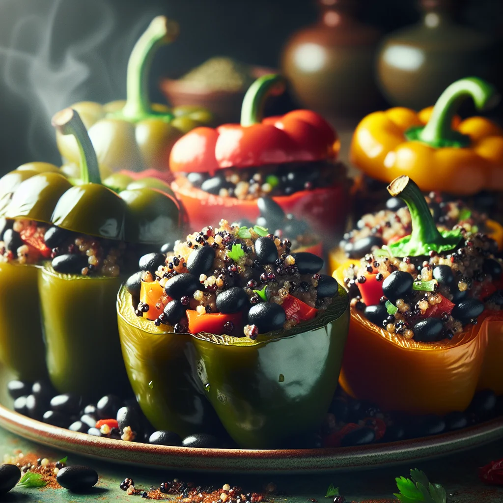 Stuffed Bell Peppers with Quinoa and Black Beans – A satisfying, fiber-rich vegetarian meal.